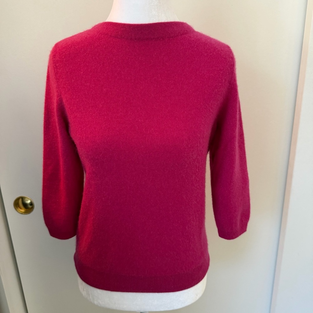 Talbots Fuchsia Crew Neck Cashmere Sweater